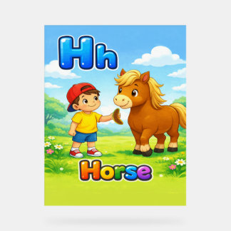 Affiche de l'alphabet lettre H – H est pour Cheval