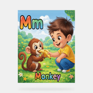 Affiche de l'alphabet lettre M – M est pour singe