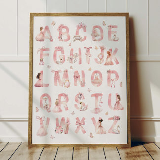 Affiche de l'alphabet princesse ABC Décoration de