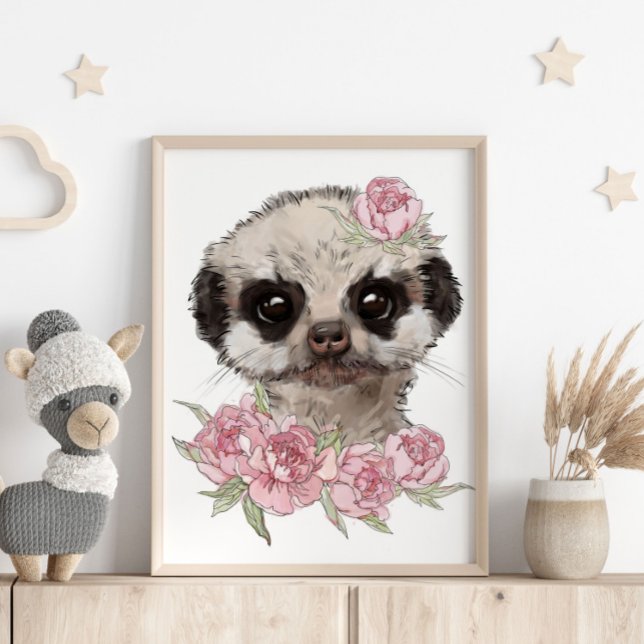 Affiche de l'animal Bébé Suricate Rose | Impressio (Créateur téléchargé)