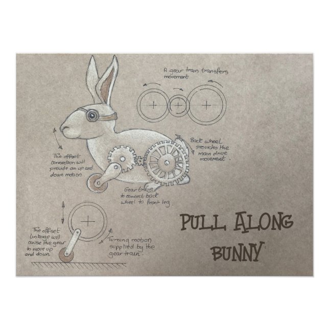 Affiche de lapin à tirer (Devant)