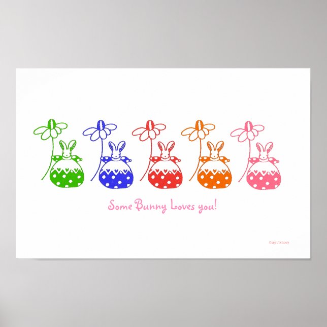 Affiche de lapin Daisy couleur primaire (Devant)