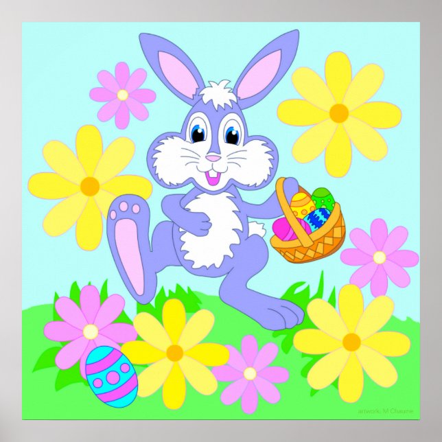 Affiche de lapin de Pâques heureux (Devant)