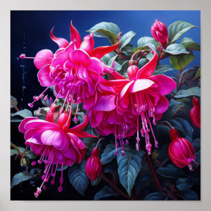 affiche de l'aquarelle fuchsia
