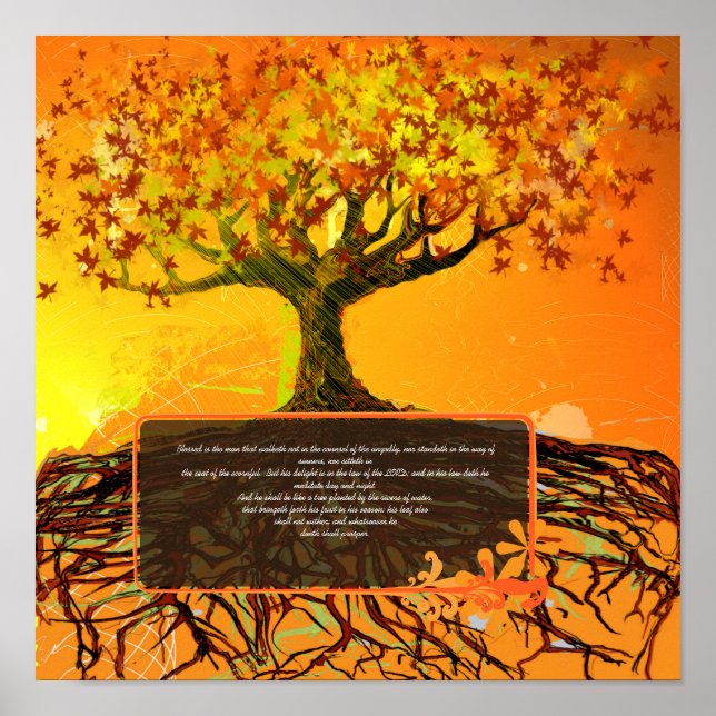 Affiche de l'arbre aux racines délabrées d'art ori (Devant)