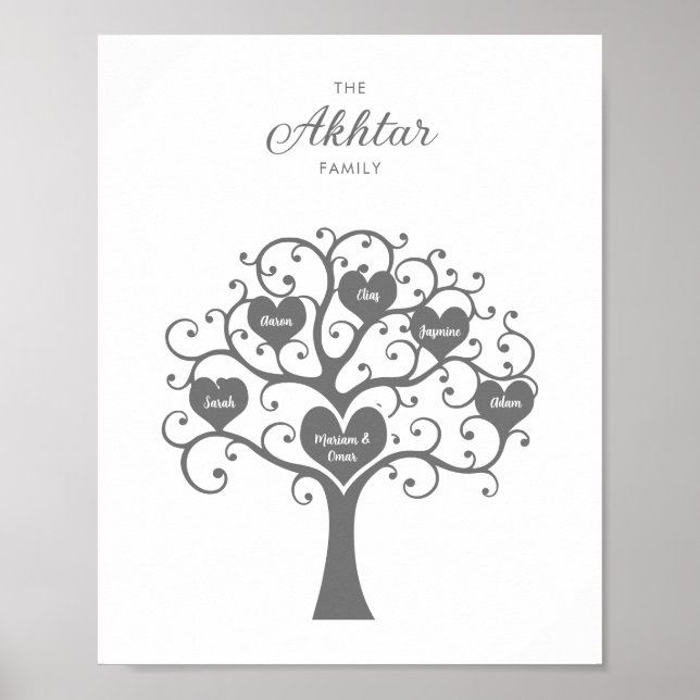 Affiche de l'arbre généalogique Cœurs d'argent (Devant)