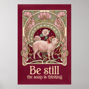 Affiche de l'arche de camélia de cochon Art Nouvea