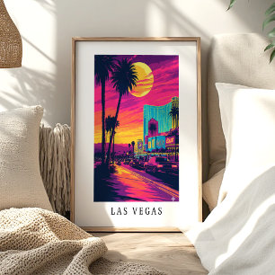 Affiche de Las Vegas au coucher du soleil néon
