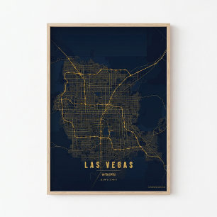 Affiche de Las Vegas Gold Nevada Carte Murale Art