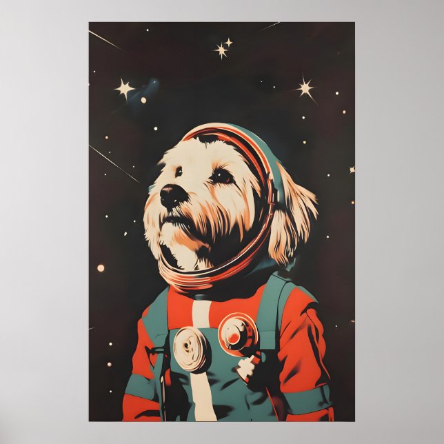 Affiche de l'astronaute Havanese, Impression rétro (Devant)