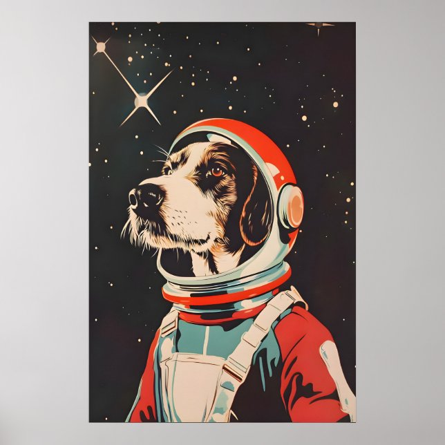 Affiche de l'astronaute Pointer à poil dur alleman (Devant)