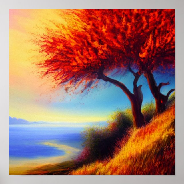 Affiche de l'automne Arbres le long d'un chemin (Devant)