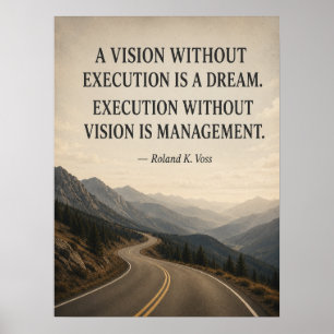 Affiche de leadership drôle Vision sans exécutio