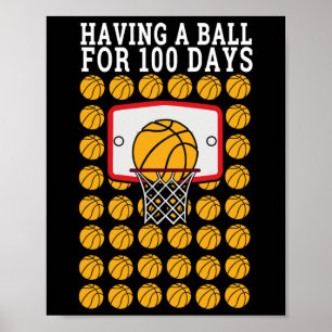 Affiche De l'école 100e jour 100 Ball Sports Basketball