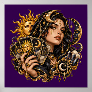 Affiche de lecteur de cartes de tarot mystique - C
