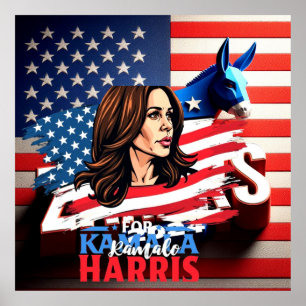 Affiche de l'élection présidentielle HARRIS WALZ 2