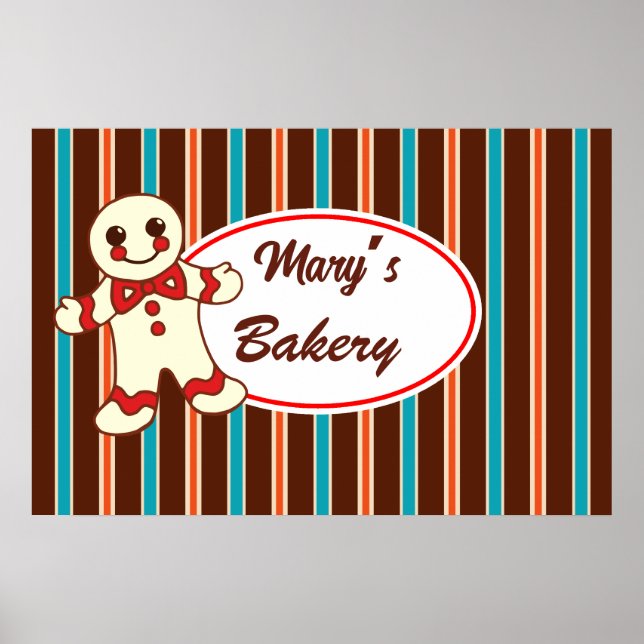 Affiche de l'entreprise de biscuits rayés au choco (Devant)