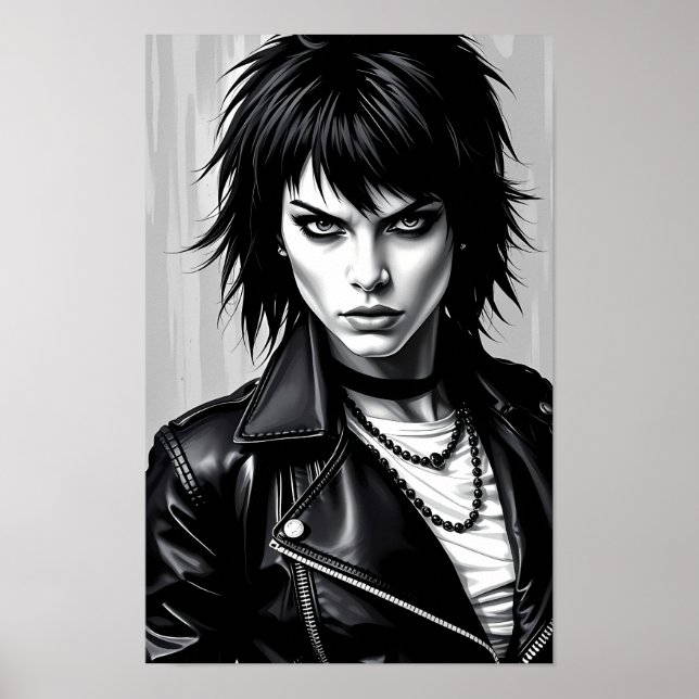 Affiche de l'esprit du glam rock rebelle monochrom (Devant)