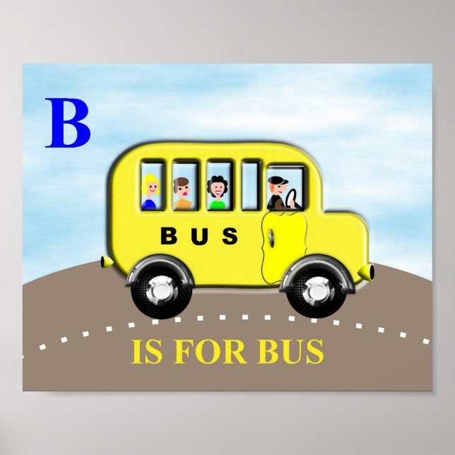 Affiche de lettre B d'alphabet de mignons enfants  (Devant)