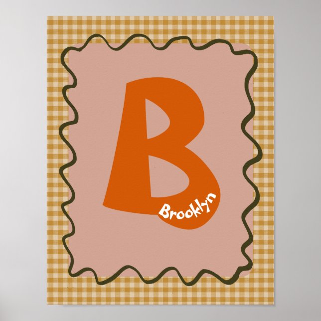 Affiche de lettre B d'alphabet personnalisée Art m (Devant)