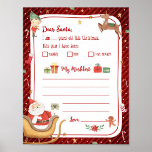 Affiche de lettre de liste de Noël