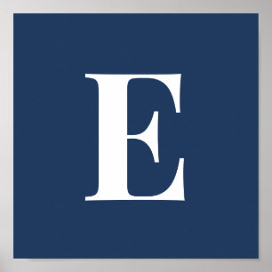 Affiche de lettre de monogramme de la marine Ini