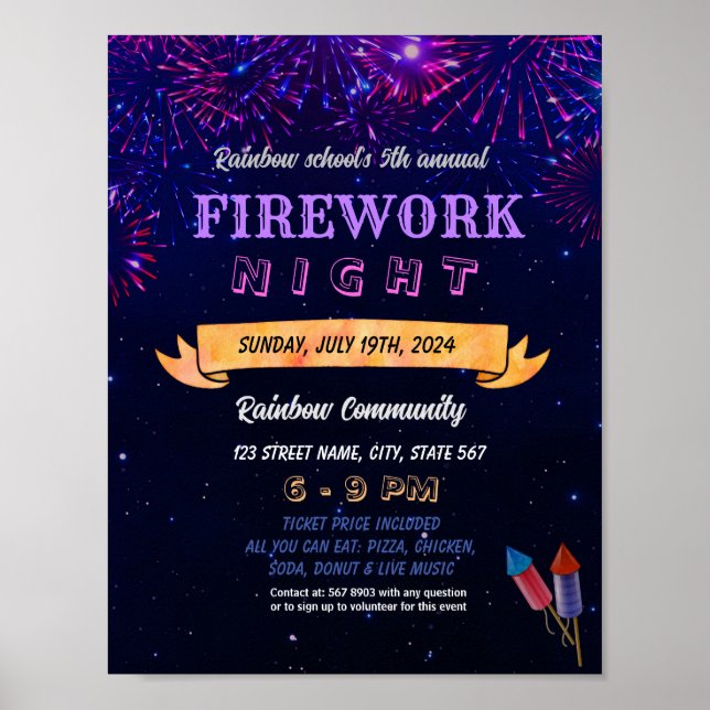 affiche de l'événement de la nuit du feu d'artific (Devant)