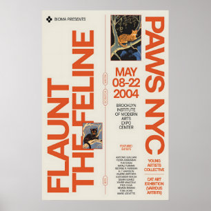 Affiche de l'exposition d'art félin rétro NYC Feli