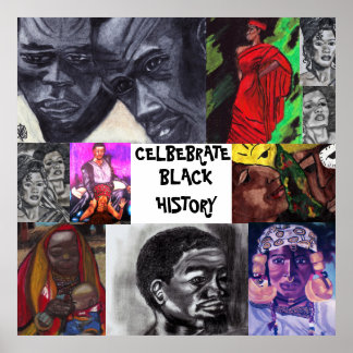 AFFICHE DE L'HISTOIRE NOIRE NEGRO COLLAGE