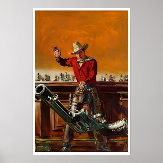 Affiche de l'homme cow-boy du bar d'art occidental (Devant)