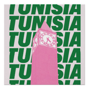 Affiche de l'horloge rétro de Tunisie Inspiratio