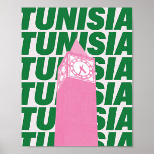 Affiche de l'horloge rétro Tunisie Inspiration d