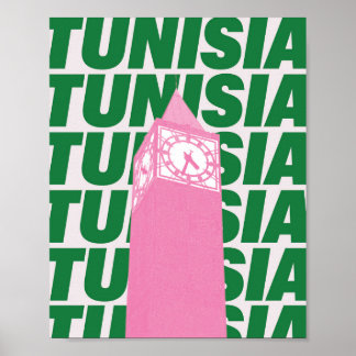 Affiche de l'horloge rétro Tunisie | Inspiration d