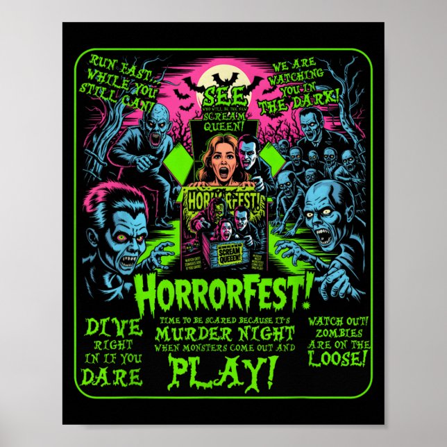 Affiche de l'Horreurfest Vintage Cinéma d'Hallowee (Devant)