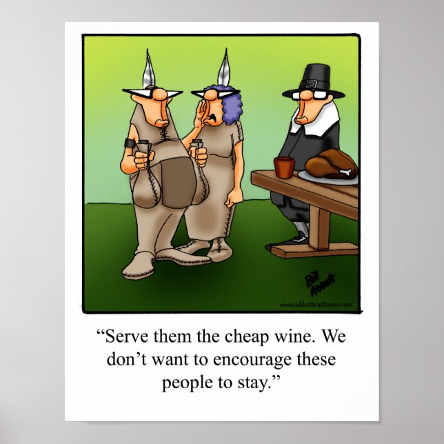 Affiche de l'Humour de Thanksgiving "Cheap Wine" (Devant)