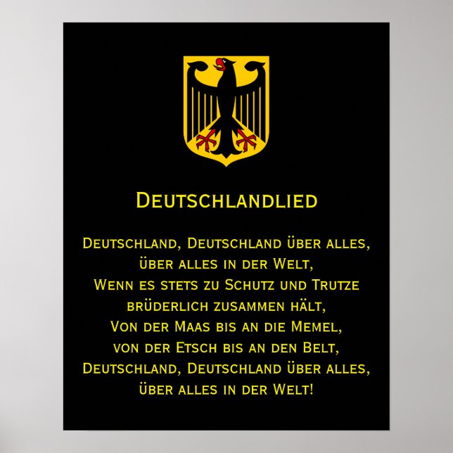 Affiche de l'hymne national allemand Deutschlandli (Devant)
