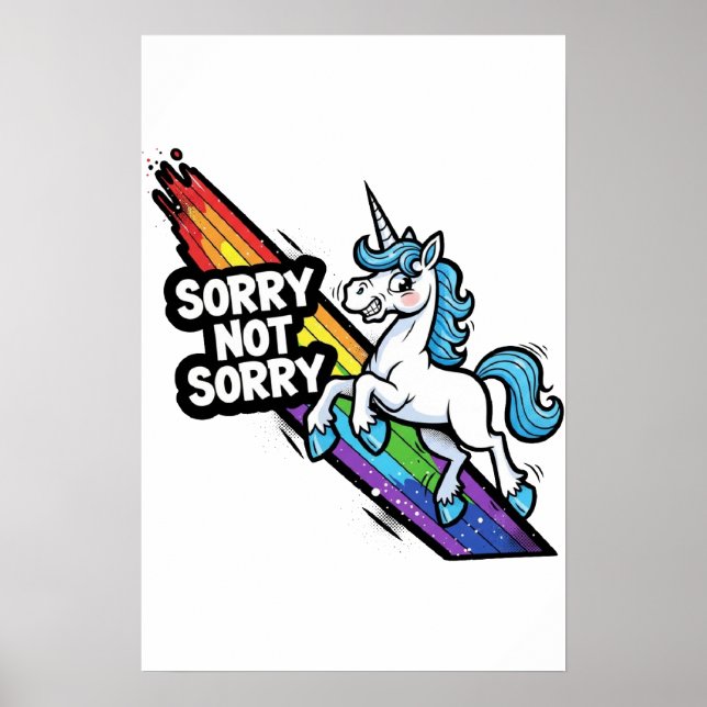 Affiche de licorne Sorry not Sorry (Devant)