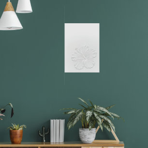 Affiche de ligne d'art d'Hibiscus blanc