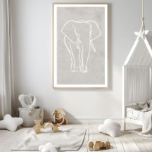 Affiche de ligne d'éléphant abstrait