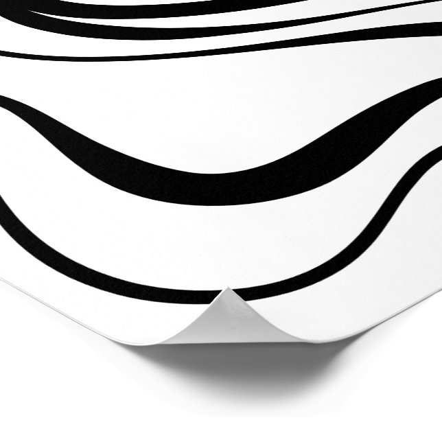 Affiche de lignes ondulées noires et blanches abst (Coin)