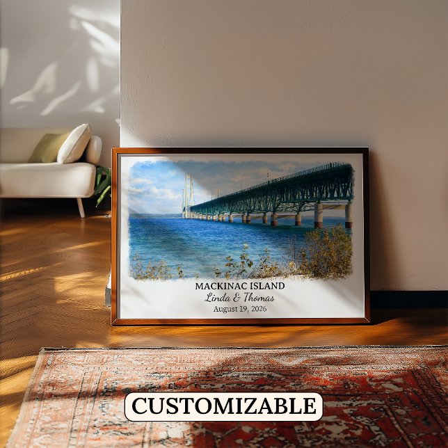 Affiche de l'île Mackinac Michigan, Aquarelle, Cus (Créateur téléchargé)