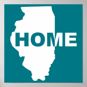 Affiche de l'Illinois, maison loin de chez soi