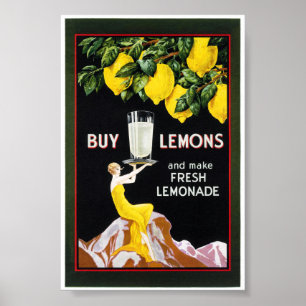 Affiche de limonade d'épicerie vintage 1920 restau