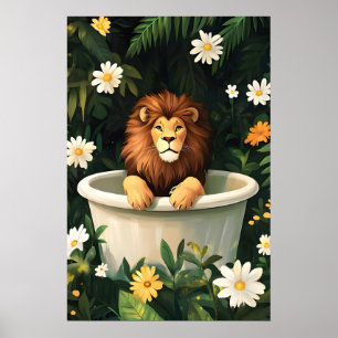 Affiche de lion dans la baignoire, Affiche drôle d