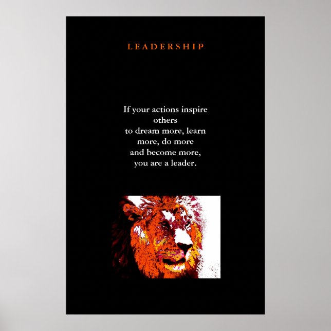 Affiche de lion Pop Art de leadership motivationne (Devant)