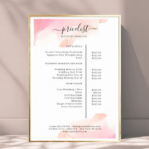 Affiche de liste de prix de salon à l'encre aquare