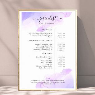 Affiche de liste de prix de salon à l'encre aquare