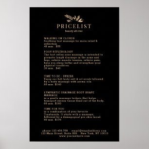 Affiche de liste de prix de salon botanique noir m