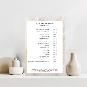 Affiche de liste de prix de salon élégant et vague