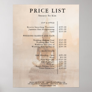 Affiche de liste de prix du Salon Golden Buddha